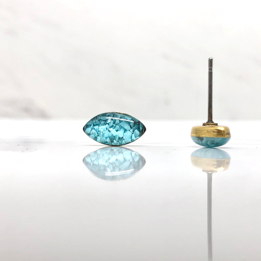 June & Simple Turquoise Studs - pair flat lay on white background