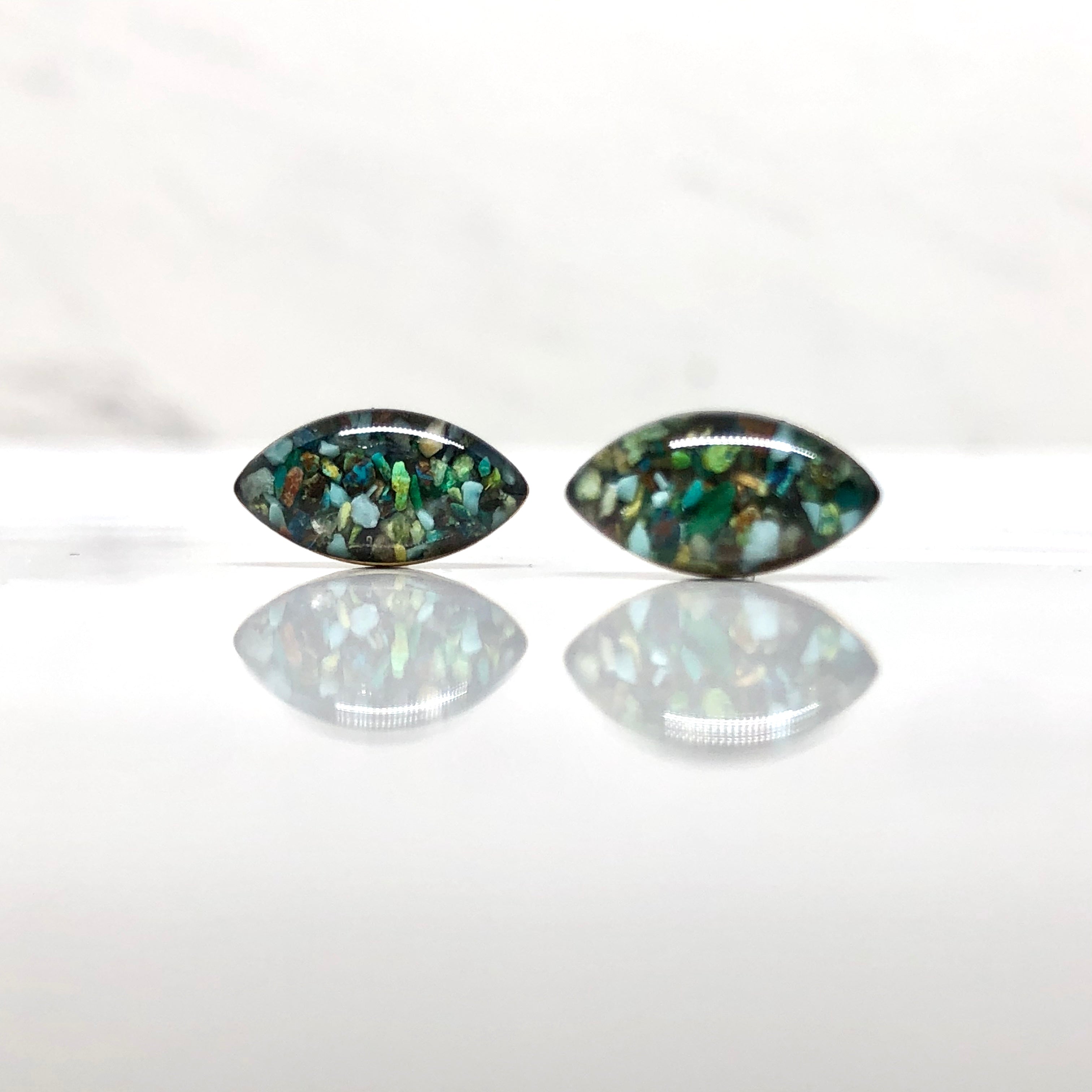 June & Simple Arizona Turquoise Studs - pair on white background