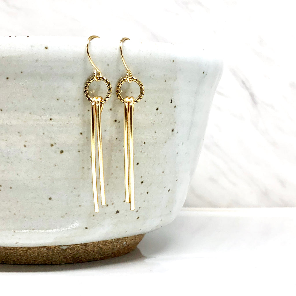 June & Simple Sara Earrings - handmade gold wire dangle earrings