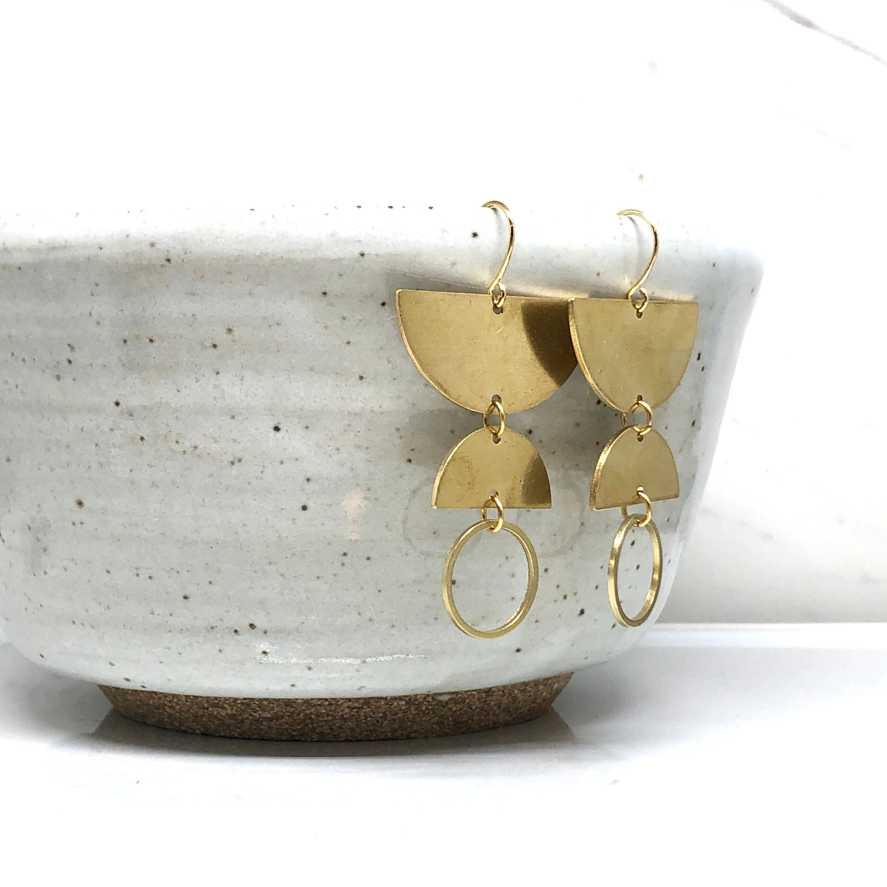 June & Simple Moons Earrings - close up detail