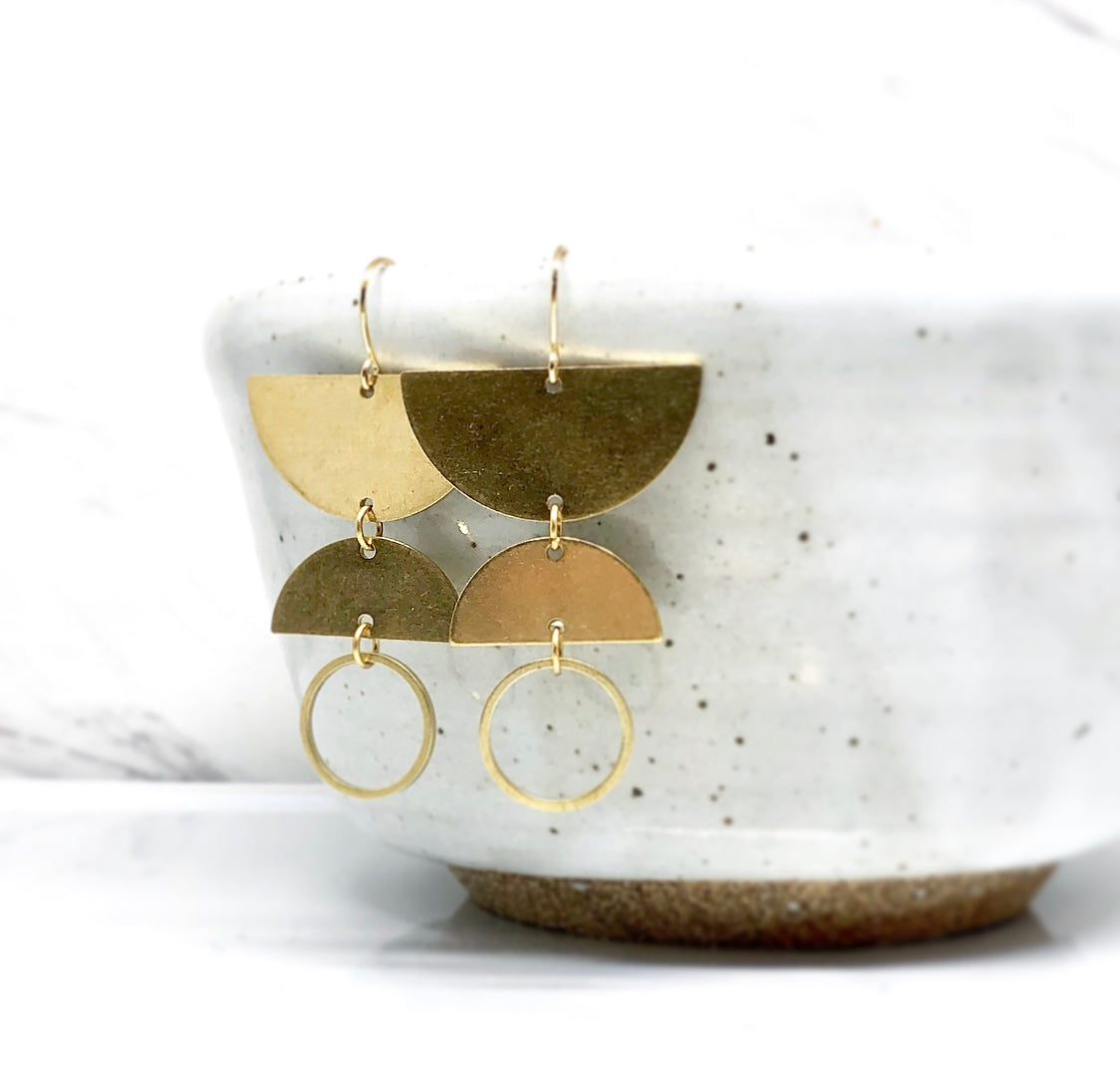 June & Simple Moons Earrings - alternate angle