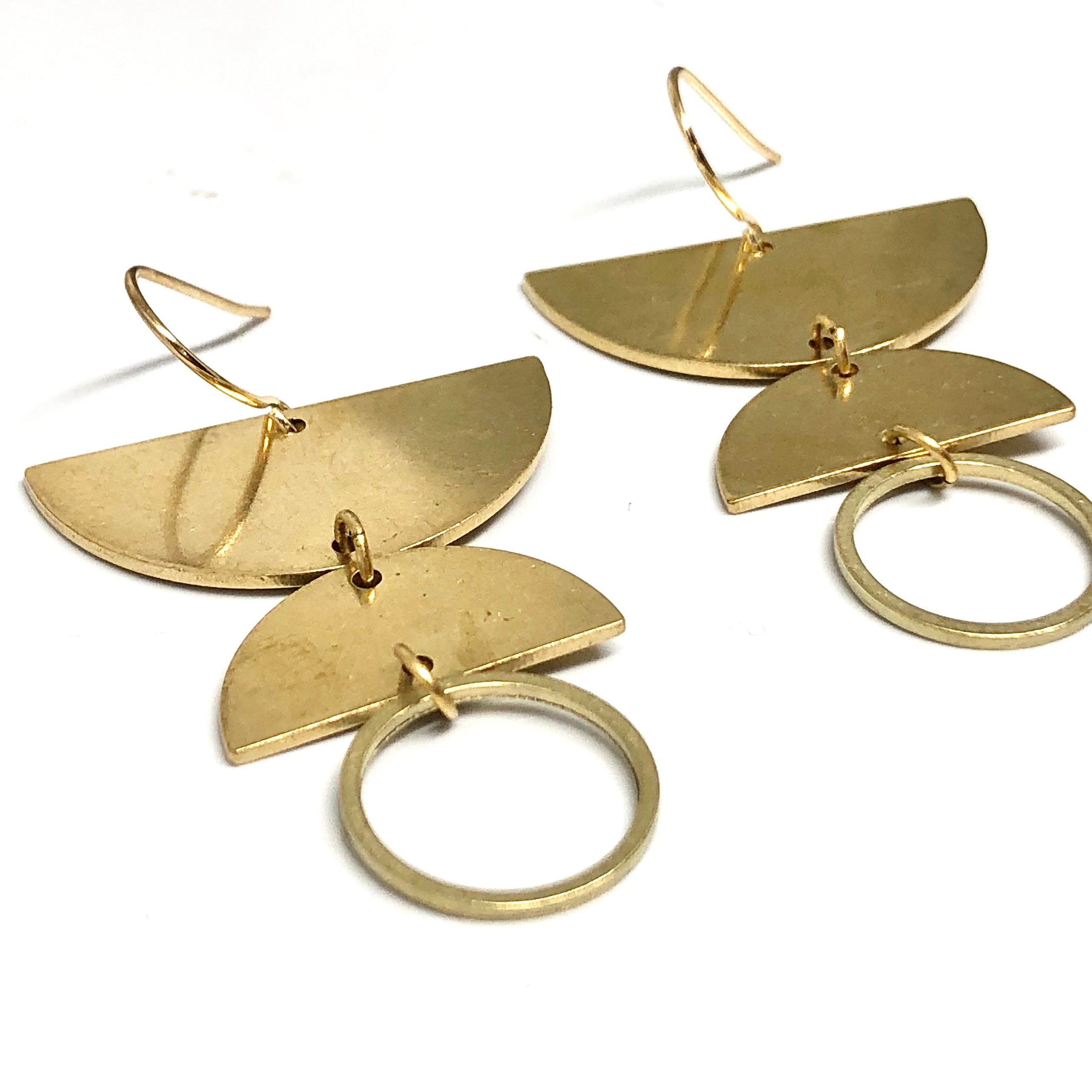 June & Simple Moons Earrings - styled on a model