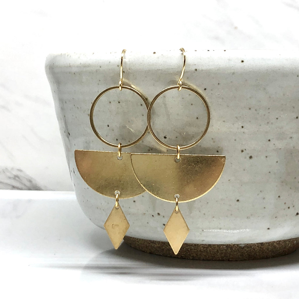 June & Simple Jess Earrings - handmade modern gold dangle earrings