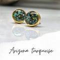 June & Simple Circle Arizona Turquoise Studs - natural turquoise stone in round gold filled setting