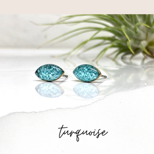 Marquise Crushed stones Post Earrings- Turquoise Studs