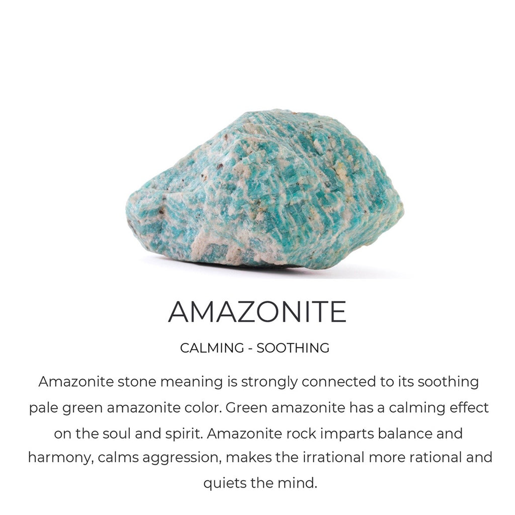 June & Simple Amazonite natural stone jewelry on branded display card