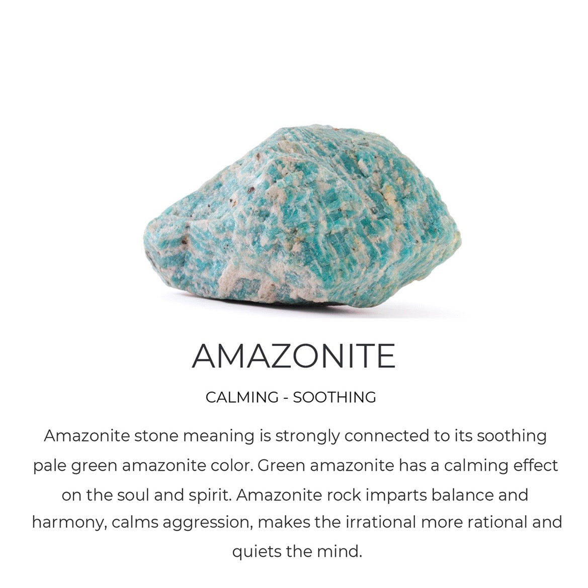 June & Simple Amazonite natural stone jewelry on branded display card