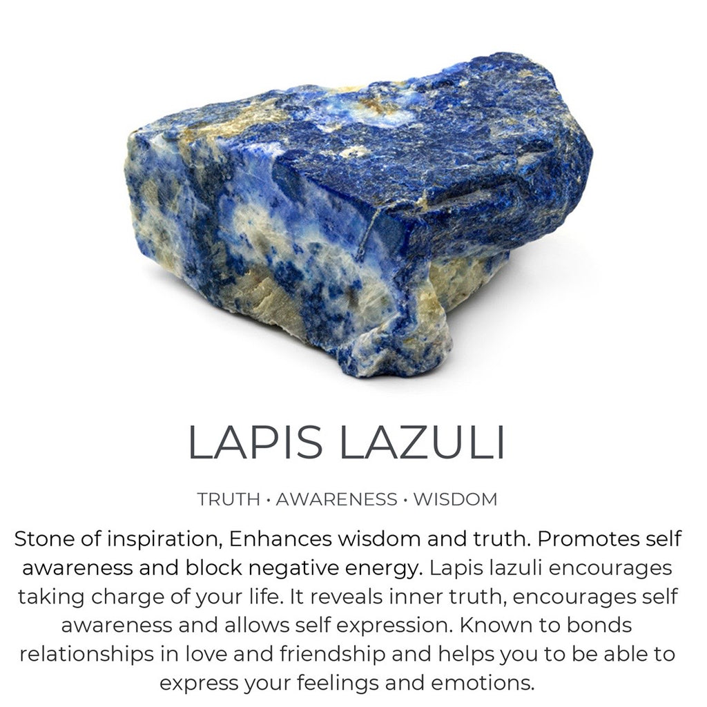 June & Simple Lapis Lazuli natural stone necklace on branded display card