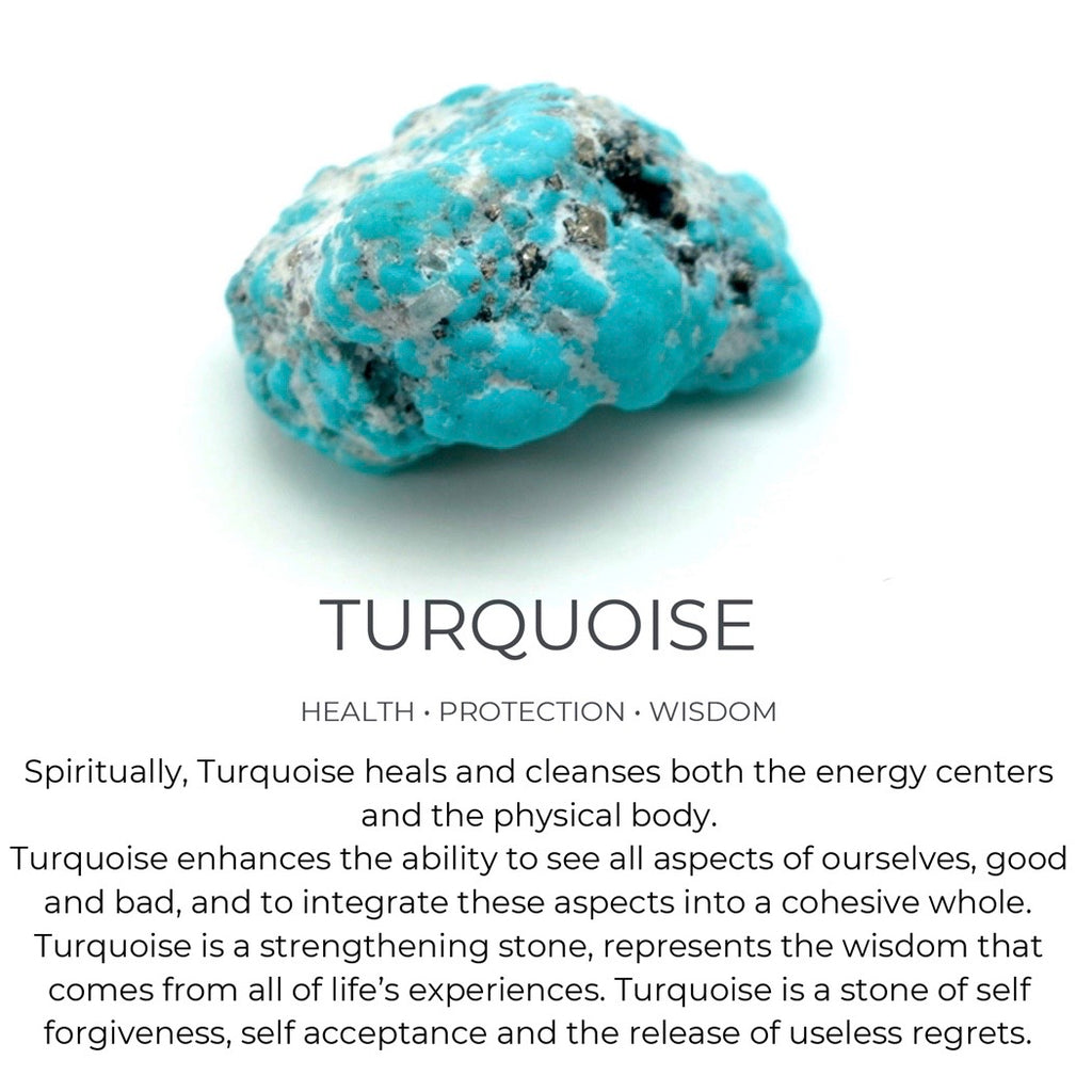 June & Simple Turquoise natural stone earrings on branded display card