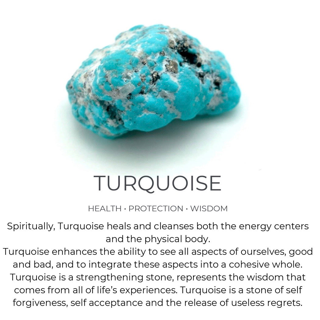 June & Simple Turquoise natural stone earrings on branded display card